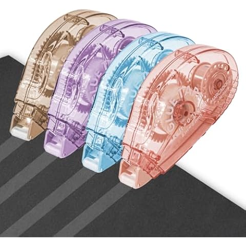 MARCADORUS Glue Tape for Scrapbooking, Pack of 4 Scrapbook Tape, Double Sided Tape Roller for Crafts, 26 Ft x 0.31 in Tape Runner, Craft Supplies for Scrapbooking, Gift Wrapping and Photo Tape. Cover