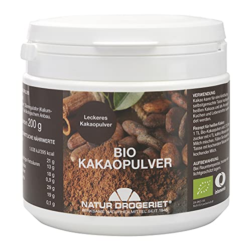 Natur Drogeriet - Kakaopulver Bio, Pulver, Gut geeignet für Backwaren, Geschmacksstoff, Kakao, 200 g. Bio, Vegan, Natürlich Cover