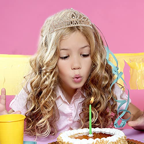 Banda de cumpleaños para mujer y tiara de pedrería fina 5