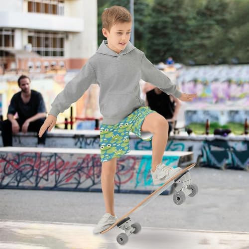 Boys Athletic Shorts with Pockets Frog Lotus Leaf Running Basketball Shorts for Youth Elastic Waist Size 7-82