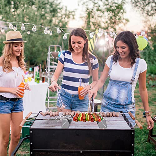 Homealexa Schaschlikspieße Set, 6 Stück 40,5 cm Edelstahl Grillspieße mit 2 × 30 cm Spießhalter, Flache BBQ Spieße für Schaschlik, Fleisch und Gemüse, Wiederverwendbare Grillspieße, Grillzubehör