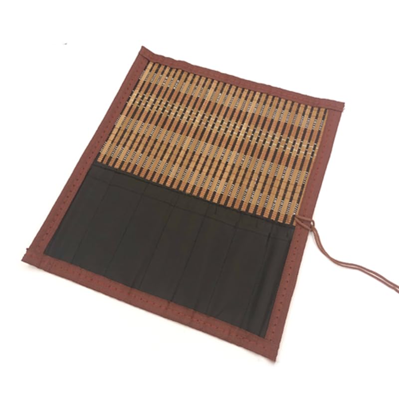 Bamboo Brush Roll Calligraphy Pen Case Portable Wrap 13x11in Storage