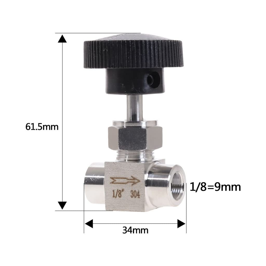 Valvola di ritegno a spillo 1 pz Valvola a Spillo in Acciaio Inossidabile, 1/8 '' 1/4 '' 1/2 '' Filettatura Interna SS Controllo del Flusso Valvola di Intercettazione A Spillo for Acqua Gas Olio(1/2")