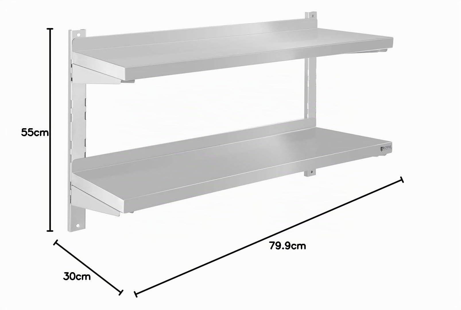 Royal Catering - RCWR-80.2 - Estante metálico para Cocina - 2 baldas - 80 cm