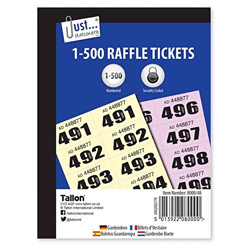 Tallon cloakroom tickets 1-500 8000