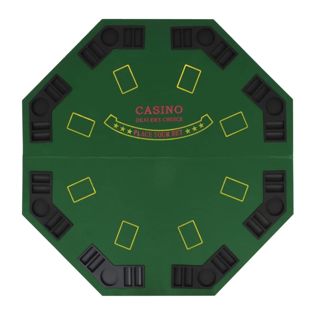vidaXL Table de Poker Plegable 8 Jugadores 2 Plis Octogonal Verde