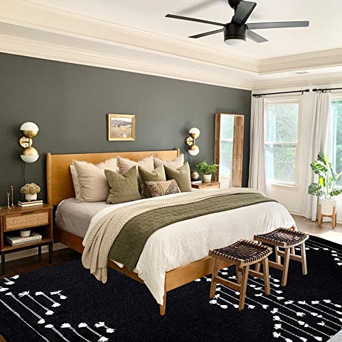 Agelmat Boho Rug 5'X6.5', Large Black Indoor Outdoor Area Rug For Living Room Woven Moroccan Tribal Throw Carpet Washable Floor Mat For Bedroom, 5' X 6.5' #TOP5