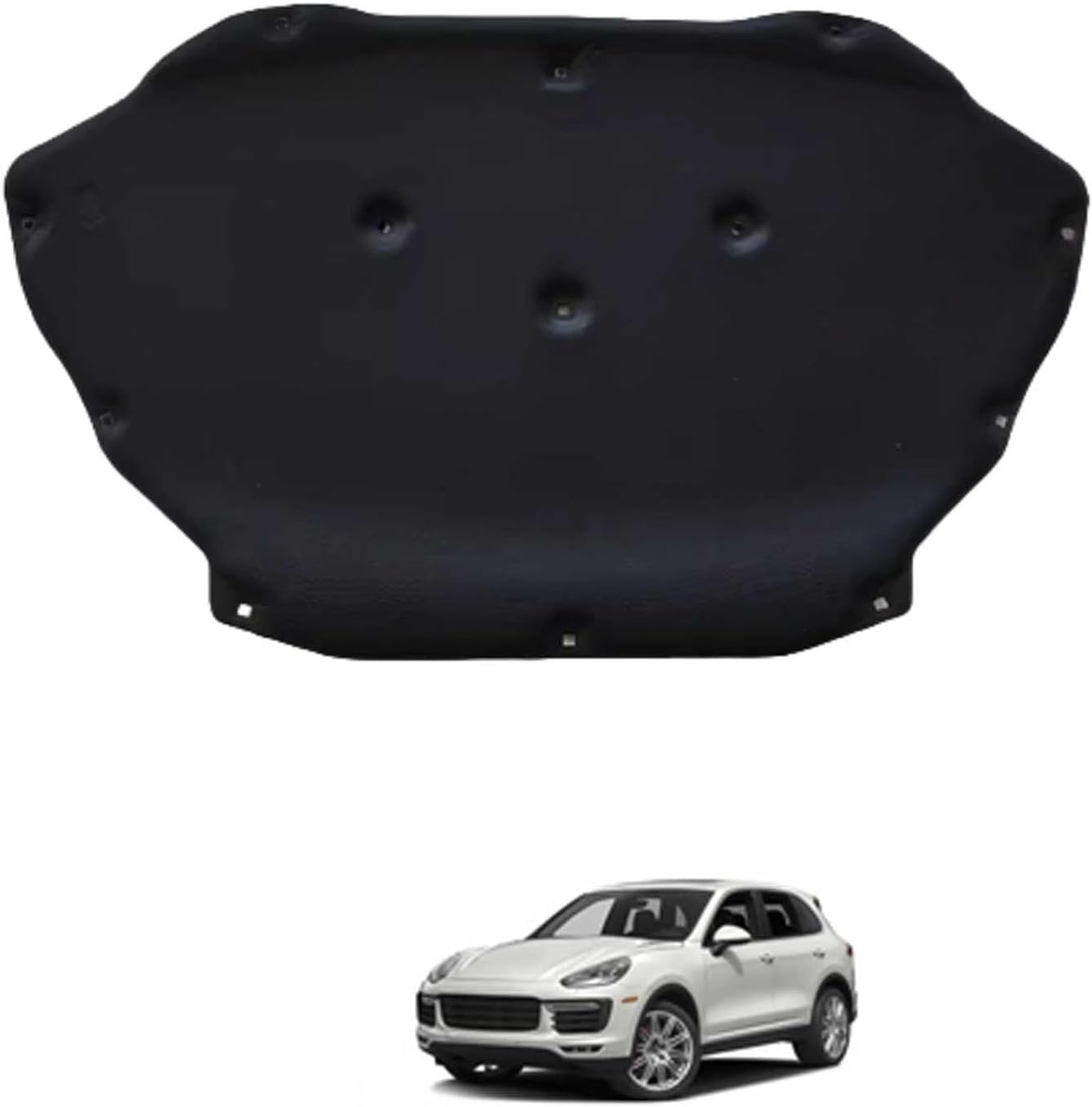 Engine Bay Insulation Mat 10mm for Porsche Cayenne 2015-2018 – Thermal Acoustic Barrier, Fireproof Bonnet Sound Deadener with Mounting Clips