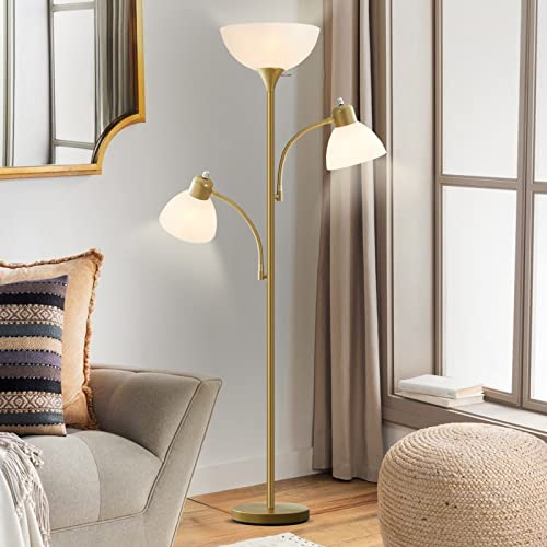 Luvkczc Torchiere Floor Lamps For Living Room, 3 Light Tree Floor Lamp, Gold Modern Tall Standing Lamps, Industrial Bright Floor Lamp For Bedroom, Office, Dresser, 3 Led Bulbs Included #TOP11
