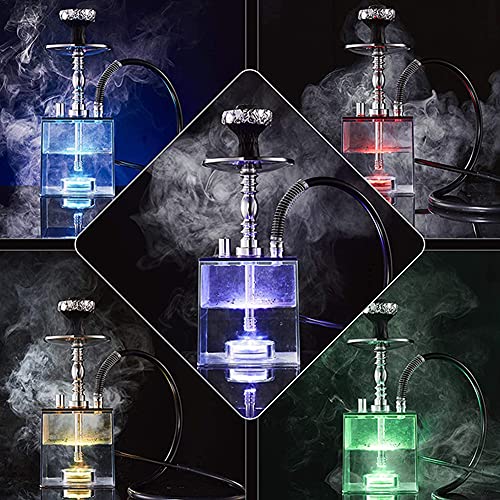 New Acryl Shisha Rohr Set Shisha mit LED-Licht Sheesha Silikon Bowl Hose Frühling Charcoal Tongs Chicha Narguile Zubehör… – Bild 3