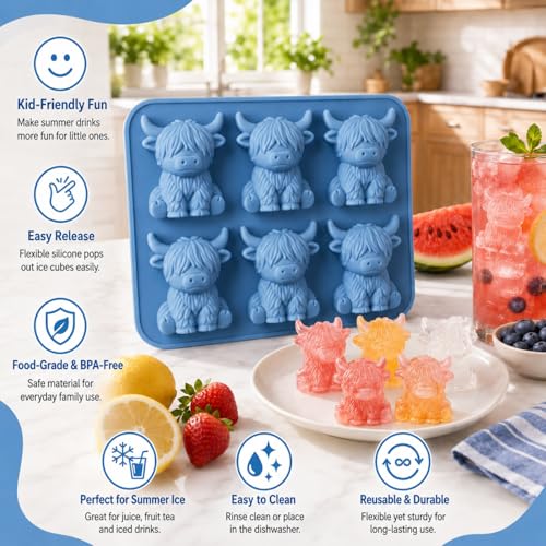 Molde de Silicona para Cubos de Hielo en Forma de Vaca 3D miniatura 3