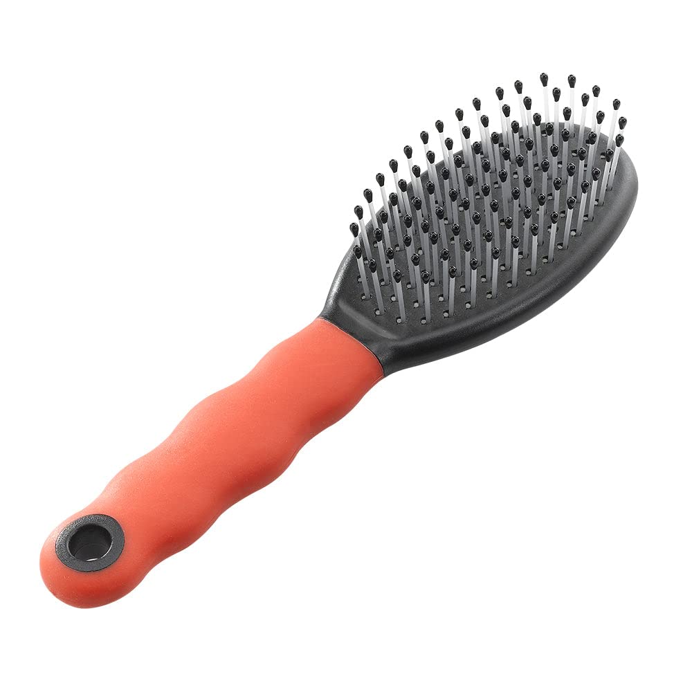 Ferplast Gro 5929 Oval Plastik Dişli Tüy Fırçası, S, Red, Single Wire