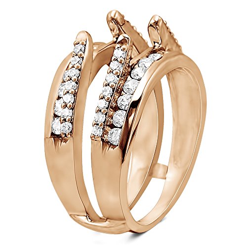 TwoBirch Rose Gold Plated Sterling Silver Combination Cathedral and Classic Ring Guard With Cubic Zirconia (1.01 ct.)3