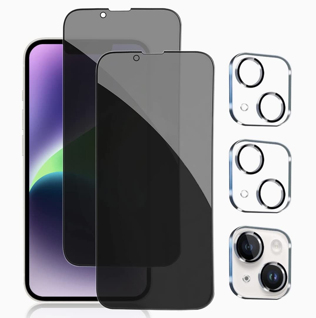 i.Bravo[2+2 Pack] iPhone 13 Pro Privacy Screen Protector Full Coverage Anti-Spy Tempered Glass Film 9H Hardness Upgrade Edge Protection Easy Installation Bubble Free [6.1 inch]