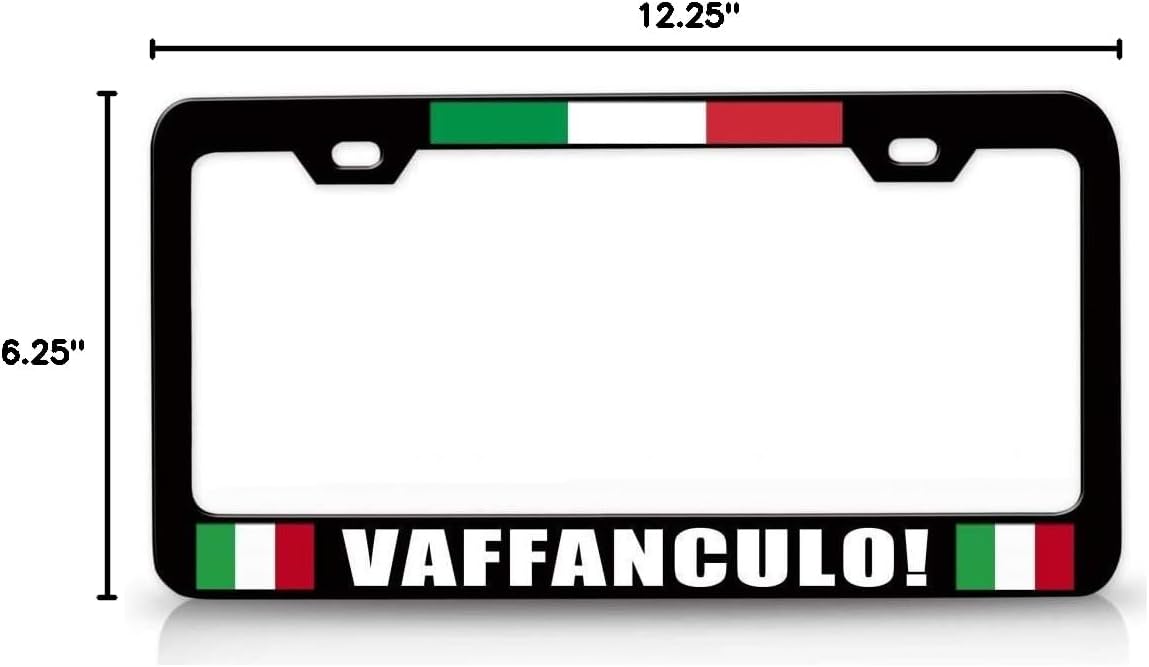 VAFFANCULO! Italian Flag Metal Car SUV Truck License Plate Frame Bl n45