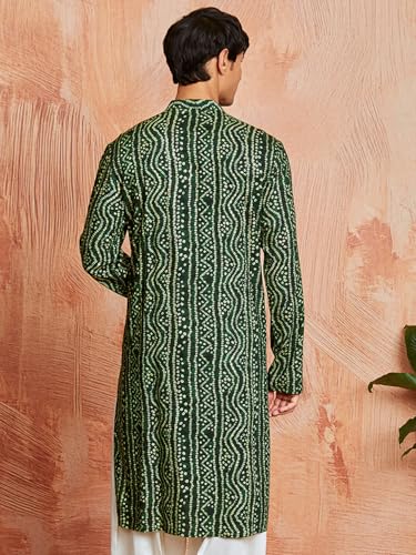Image of VASTRAMAY Men's Cotton Bandhani Printed Kurta - Stylish Ethnic Wear for Festive & Occasions