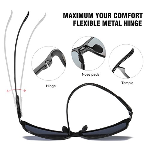 DUCO Gepolariseerde zonnebril voor heren met rechthoekig metalen frame en koolstofvezel brilpoten UV400 CAT 3 CE 8206 - Image 6