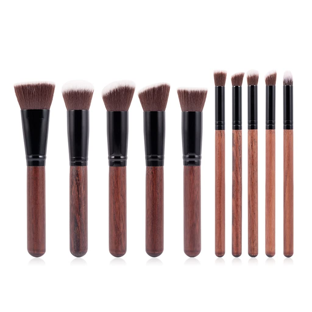 Juego de brochas de Maquillaje, 10 Uds., brocha de Madera para Colorete en Polvo, brocha para Mezclar Sombra de Ojos, Herramienta de maquillaj