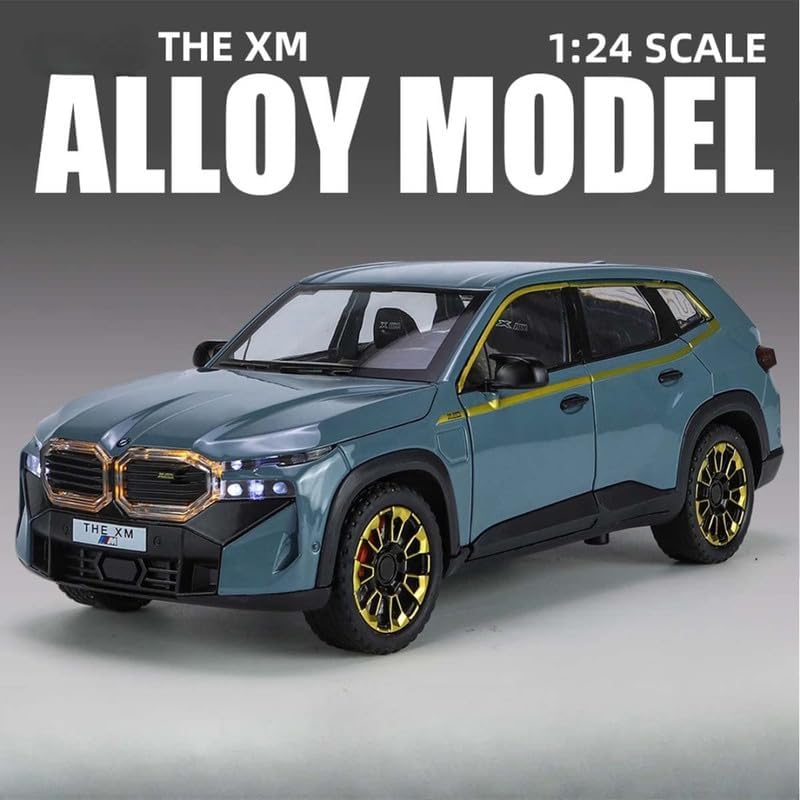 Image of 1:24 BMW XM Model Car Alloy Diecast Pull Back Toy with Lights & Music Openable Doors Metal Sports Car for Kids & Collectors Realistic Design Gift for Boys & Girls (Blue)