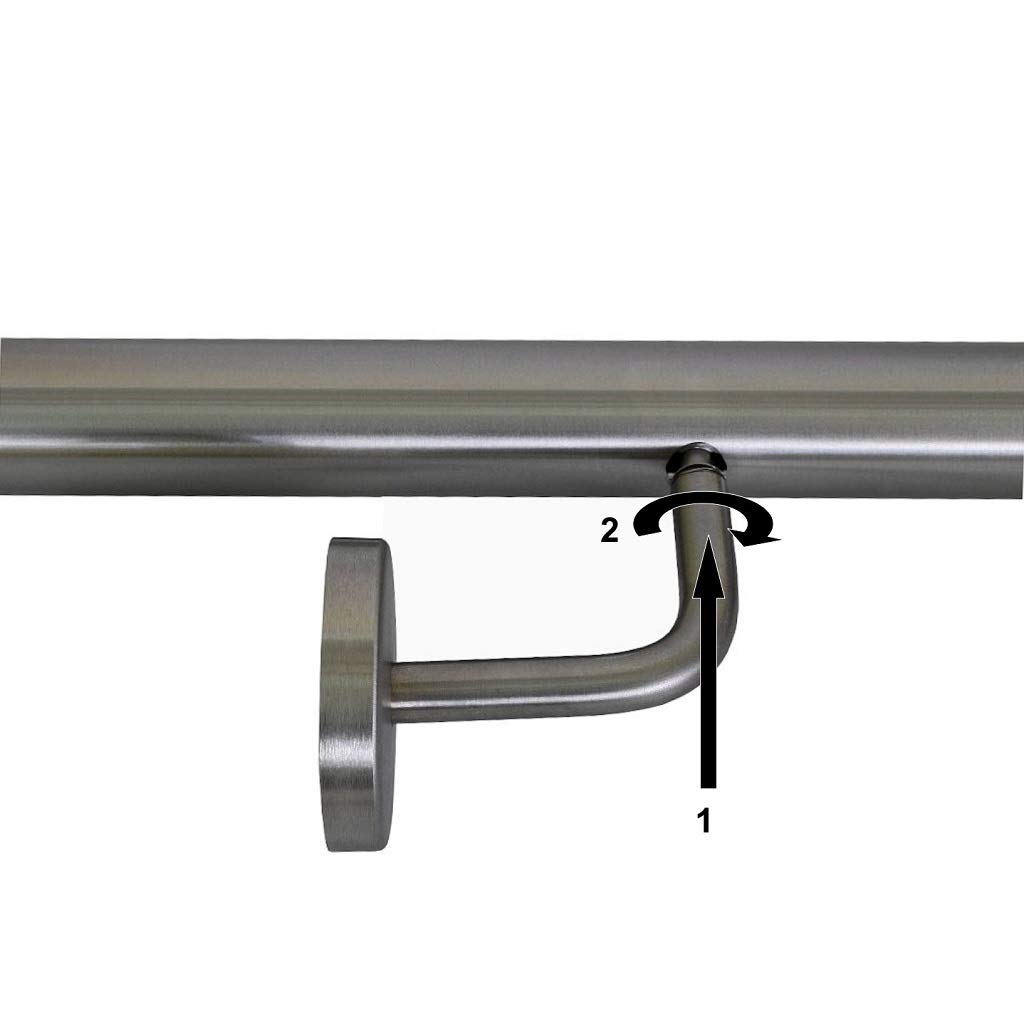 TIBU Handlauf Edelstahl 33,7 mm Geländer 100 cm gewölbte Kappe gewinkelte Halter