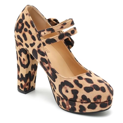 Image of MAIERNISI JESSI Women's Platform Mary Jane Pumps with Bow, 3.94 Inch Block Heel Dress Shoes