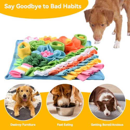 Romon Schnüffelteppich für Hunde – 40x40 cm, Schnüffelmatte als Intelligenzspielzeug für Hunde, Welpen & Katzen, Hundespielzeug mit Rutschfester Unterseite, Waschbar & faltbar