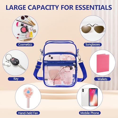 Image of Blvornl Clear Crossbody Bag with Adjustable Shoulder Strap, Stadium Approved PVC Purse Bag, Messenger Bag