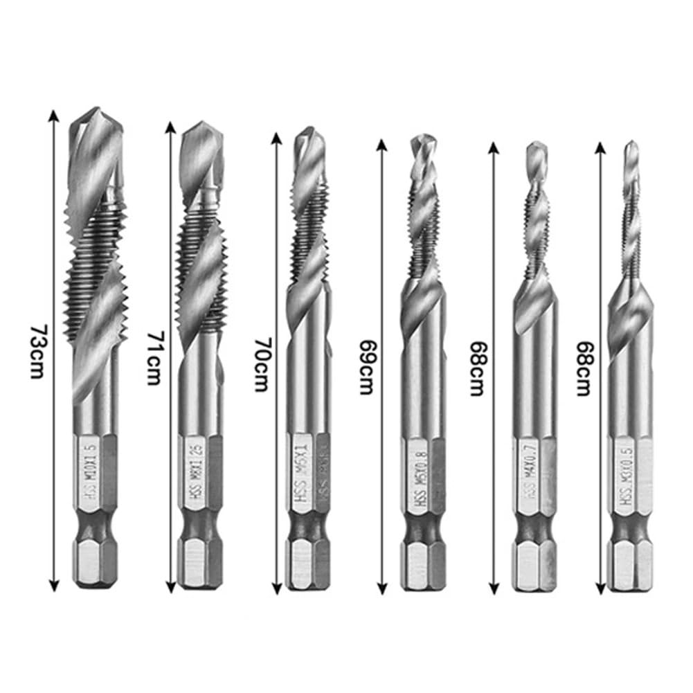 Juego de brocas y machos de roscar métricos HSS M3-M10, paquete de 12