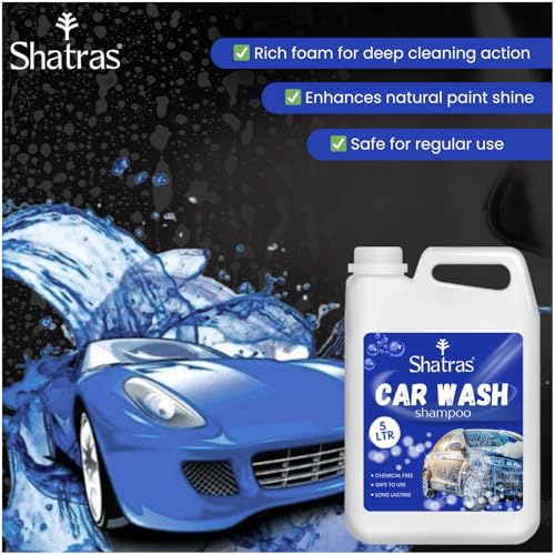 Image of Shatras Car Wash Shampoo - High Foam Car Cleaning Liquid | pH Neutral Formula | Scratch-Free Wash | Deep Cleaning & Extra Shine | Suitable for All Vehicles - 5L (BLUE)