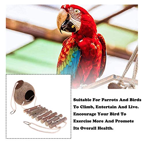 Coconut Shell Bird Nest Natuurlijke Kokosnoot Vogelnest Bird Nest With Ladder Bird Coconut House Swing Nest For Parrot… - Afbeelding 8