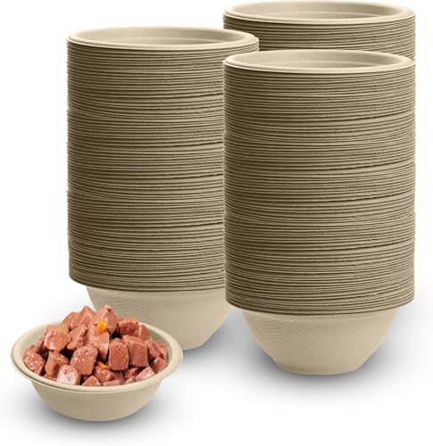 Ciotole usa e getta per animali domestici, ciotole usa e getta ispessite per animali domestici, 100 ciotole usa e getta per gattini, cuccioli, cibo umido e secco (220 ml)