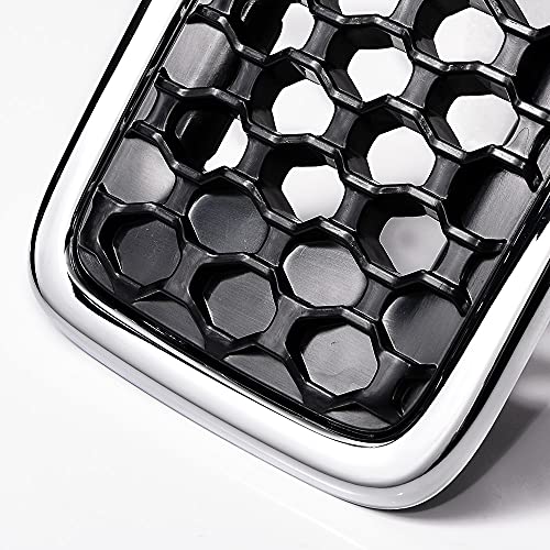 Image of Full Set Matte Black Honeycomb Mesh Grille Insert + Chrome Cover Trim Ring Compatible with 2019-2021 Jeep Cherokee