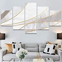 SIGNWIN 5 Panel Canvas Wall Art Modern Art Contemporary Dramatic Geometric Mixed Media Multicolor Patterns for Home Decorations Ready to Hang - 60