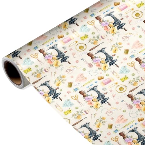 Vintage Sewing Wrapping Paper Roll for Women Mom, Watercolor Sewing