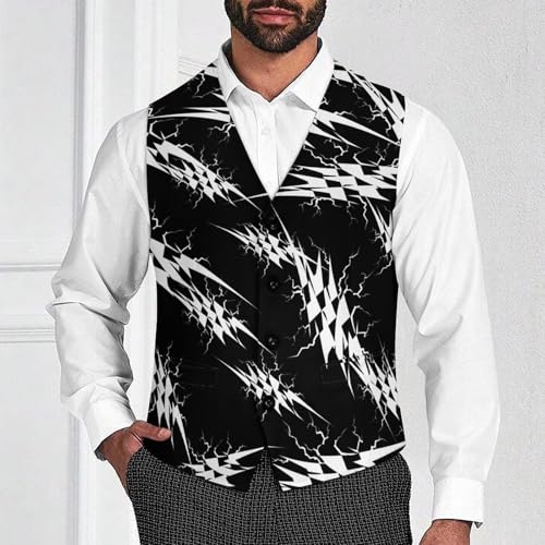 Checkered Thunder Checkerboard Men's Suit Vests Business Formal Dress Vest V-Neck Waistcoat for Wedding Casual2