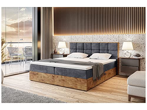 MEBLINI Boxspringbett mit Bettkasten - Gepolstert Doppelbett mit Matratze...