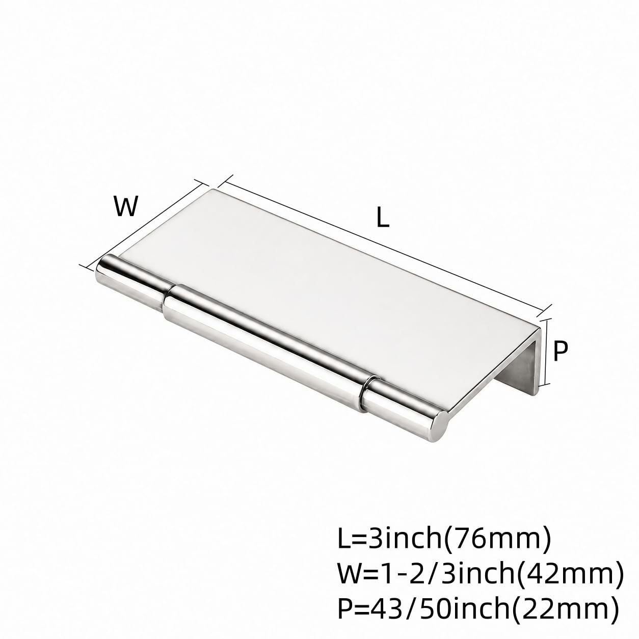 Polished Nickel Cabinet Pull - KH450, 3 in (76 mm) — KHTUMEWARE