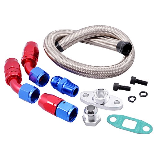 EVIL ENERGY Turbo Oil Return Drain Line Kit T3 T4 T04E T60 T61 T70 Silver