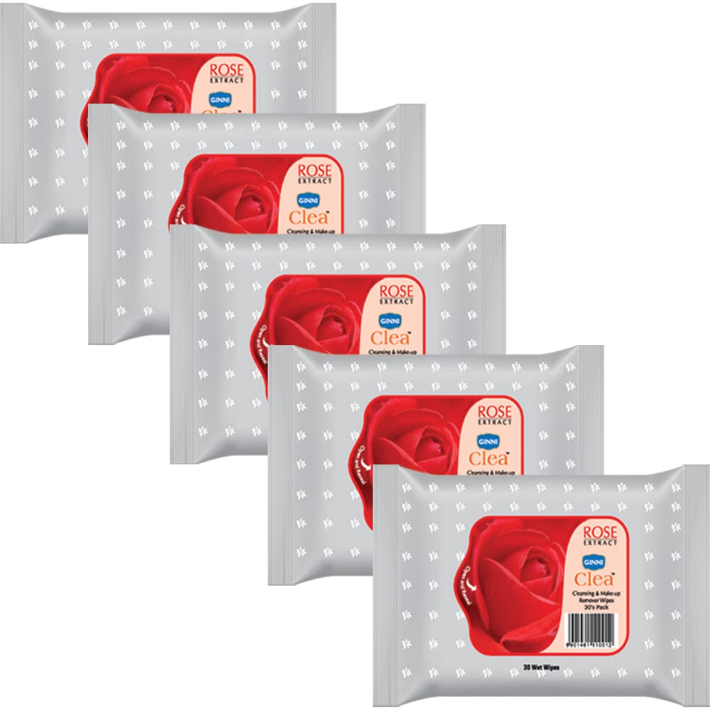 GINNI CLEA Cleansing & Makeup Remover Wipes (Rose) (pack of 5) (30 wipes per pack)-image-45