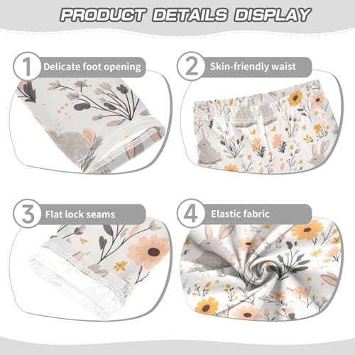 Rabbit and Sunflower O Girls Leggings Athletic Pants Tights Stretch Bottom3