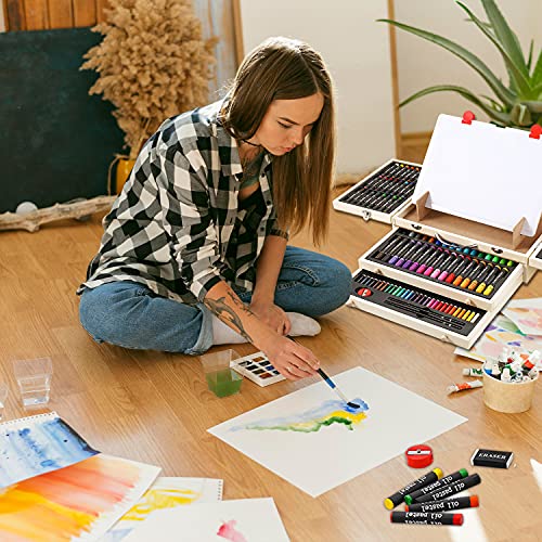 Art Supplies, 108 Piece with Drawing Easel, Deluxe Art Kit in Portable Wooden Case with Colored Pencils, Painting, Kids… - Image 6