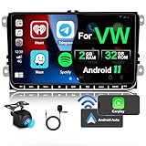 2G 32G Android 11 Autoradio Carplay mit Navi Für VW Golf 5 6 Passat B6 B7 Caddy Polo TOURAN Skoda Seat Doppel din 9 Zoll Auto Stereo Radio Android Auto mit Bluetooth WiFi RDS HiFi Rückfahrkamera