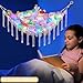 Basumee Stuffed Animals Net or Hammock with LED Light, Hanging Stuffed Animals Storage Toy Hammock Net Corner Wall Girls Room Decor Toy Storage Organizer, White, L