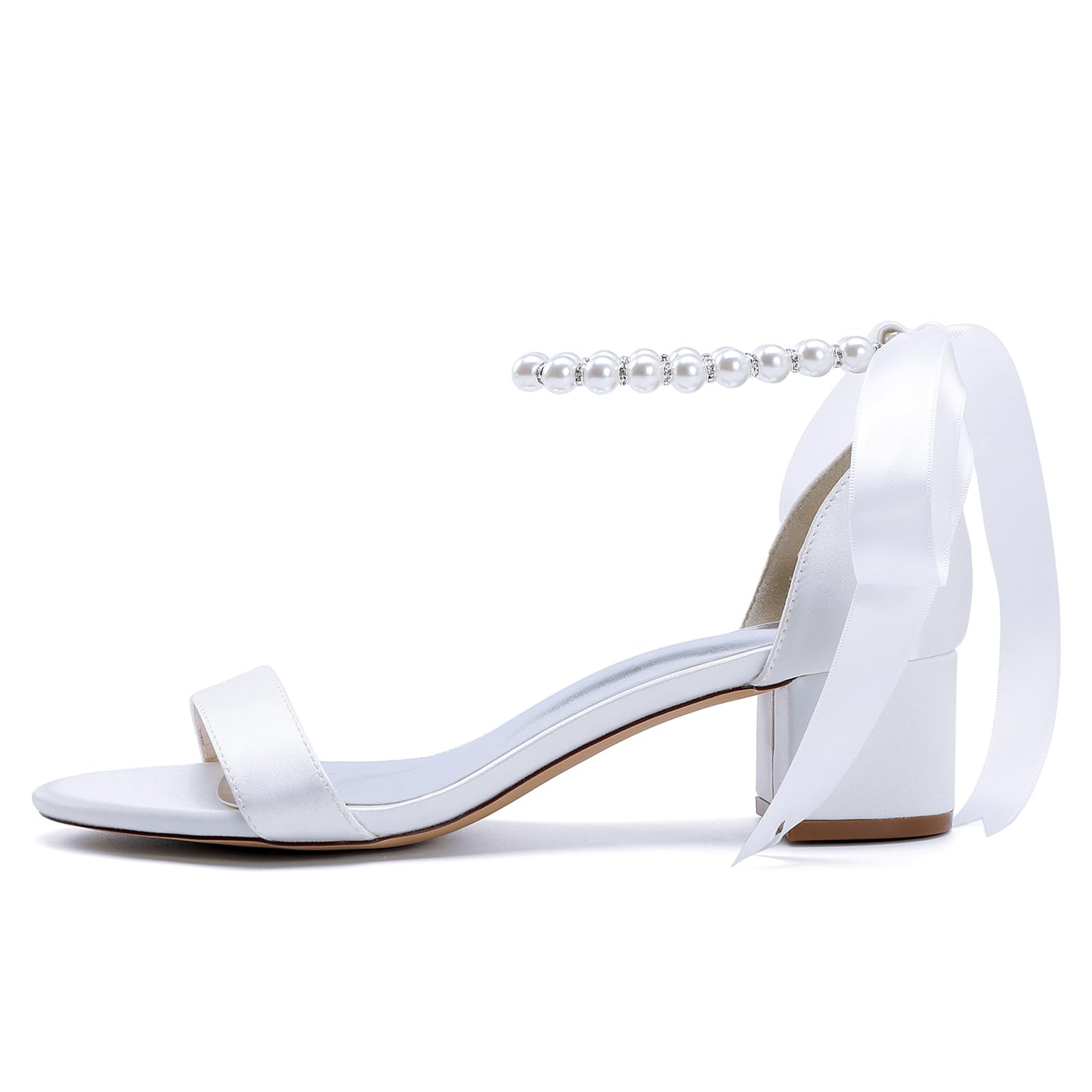 Scarpe da Sposa Basse con Cinturino alla Caviglia da Perle per Donna
