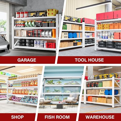 Image of SISESOL 5000LBS Heavy Duty Garage Shelving Units,60 inch Wide & Deep Storage Shelves,White Metal Garage Shelves,Large Storage Rack,Steel Shelf,Industrial Shelving for Shop,Warehouse,60 inch W x 24 inch D x 70 inch H