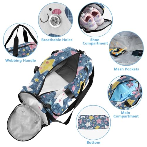 Star Of Good Dreams Duffel Bag with Shoes Compartment Multifunctional Personal Item Travel Bag for Beach Swim Bags Pool Sports4