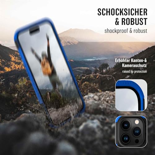 Coque iPhone 15 Pro Max ONEFLOW blindée noir bleu avec support - 4