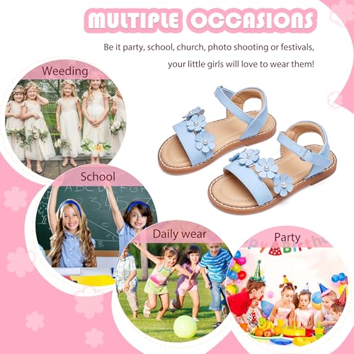 Image of Flaryzone Girls Sandals Open Toe Summer Flats Dress Sandals Shoes Toddler /Little Kid