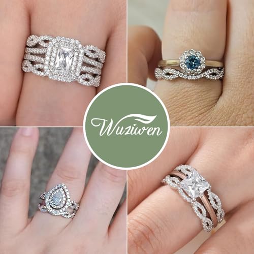 Wuziwen Twisted Infinity Ring Enhancer for Engagement Rings 2 Pieces Wedding Bands for Women 925 Sterling Silver Stackable2