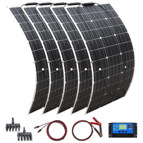 YINGGUANG Flexibles Solarmodul-Set500w Off Grid Solar Kit 5pcs 100w Flexible Solar Panel Monocrystalline Solar Module + 50A USB Controller for RV, Roof, 12V Battery and Uneven Surfaces